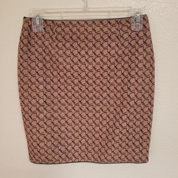 Miaou Tan and Black Monogram Mini Skirt - Picture 6 of 8